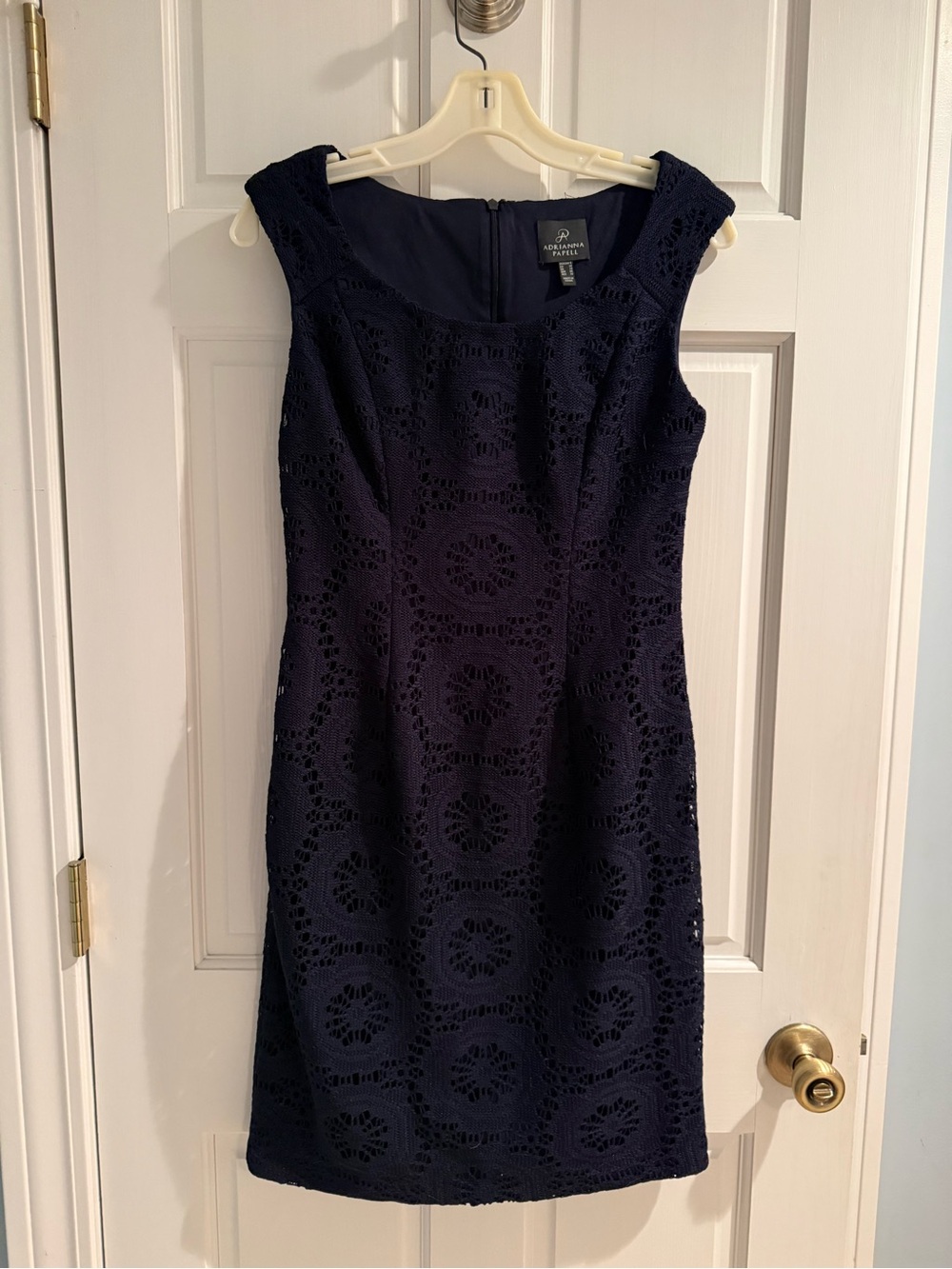 Adrianna Papell Navy Sleeveless Lace Dress Size 6